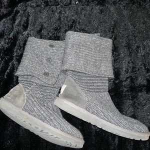 Grey and Metallic Knit Uggs